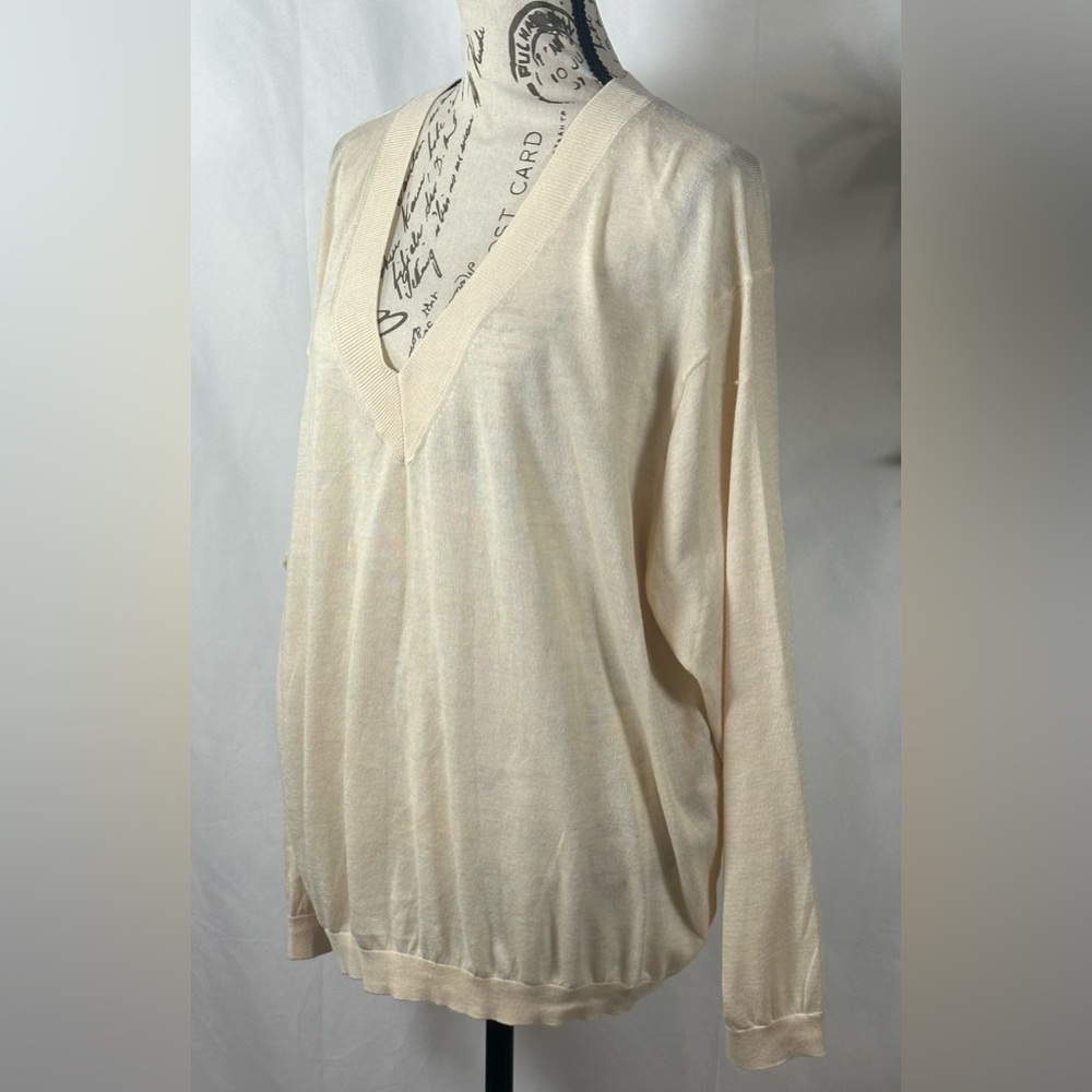 A New Day Women's Fine Gauge V-Neck Pullover Sweater – Size XL | Beige | NWT - Picture 3 of 11